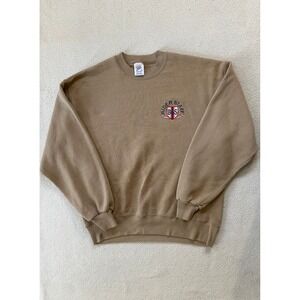 Jerzees Mens Large Sweatshirt Tan Rider Staff BGS Embroidered Super Sweats USA